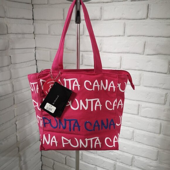 2 / $30.00 - NWT Robin Ruth Authentic Punta Cana Canvas Hot Pink Bag - Picture 1 of 11